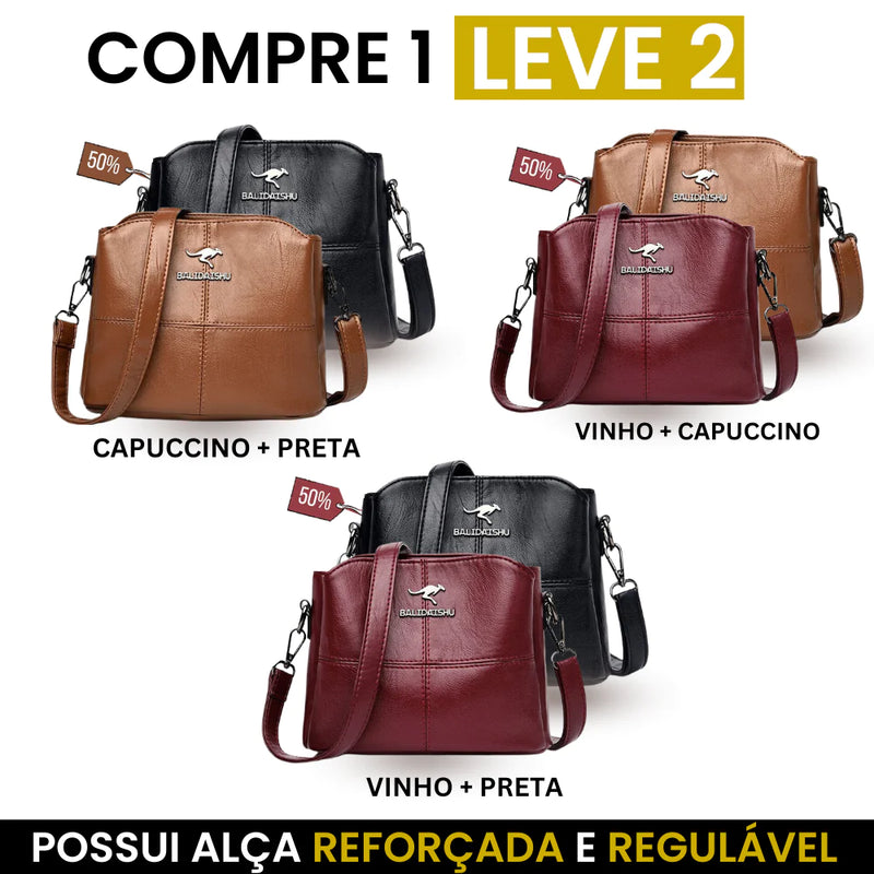 Bolsa Moderna de Couro Italiano Lora™ - COMPRE 1 LEVE 2 + Brinde